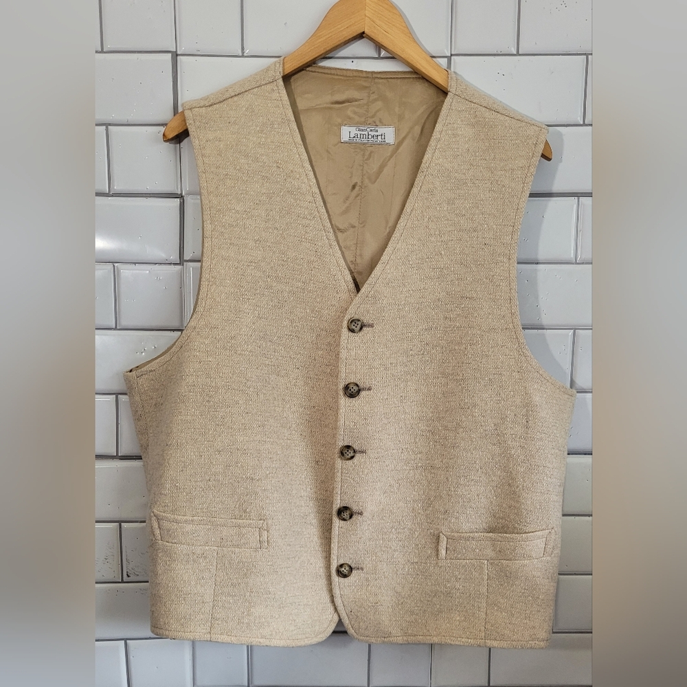 Giancarlo Lamberti Made In Italy Vintage Mens 5 Button Front Vest Waistcoat Tie